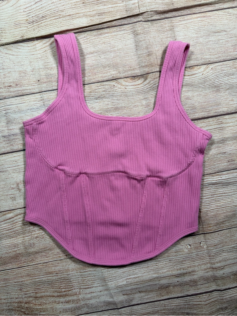 VS PINK Ribbed Pink Corset-Style‎ Tank Top